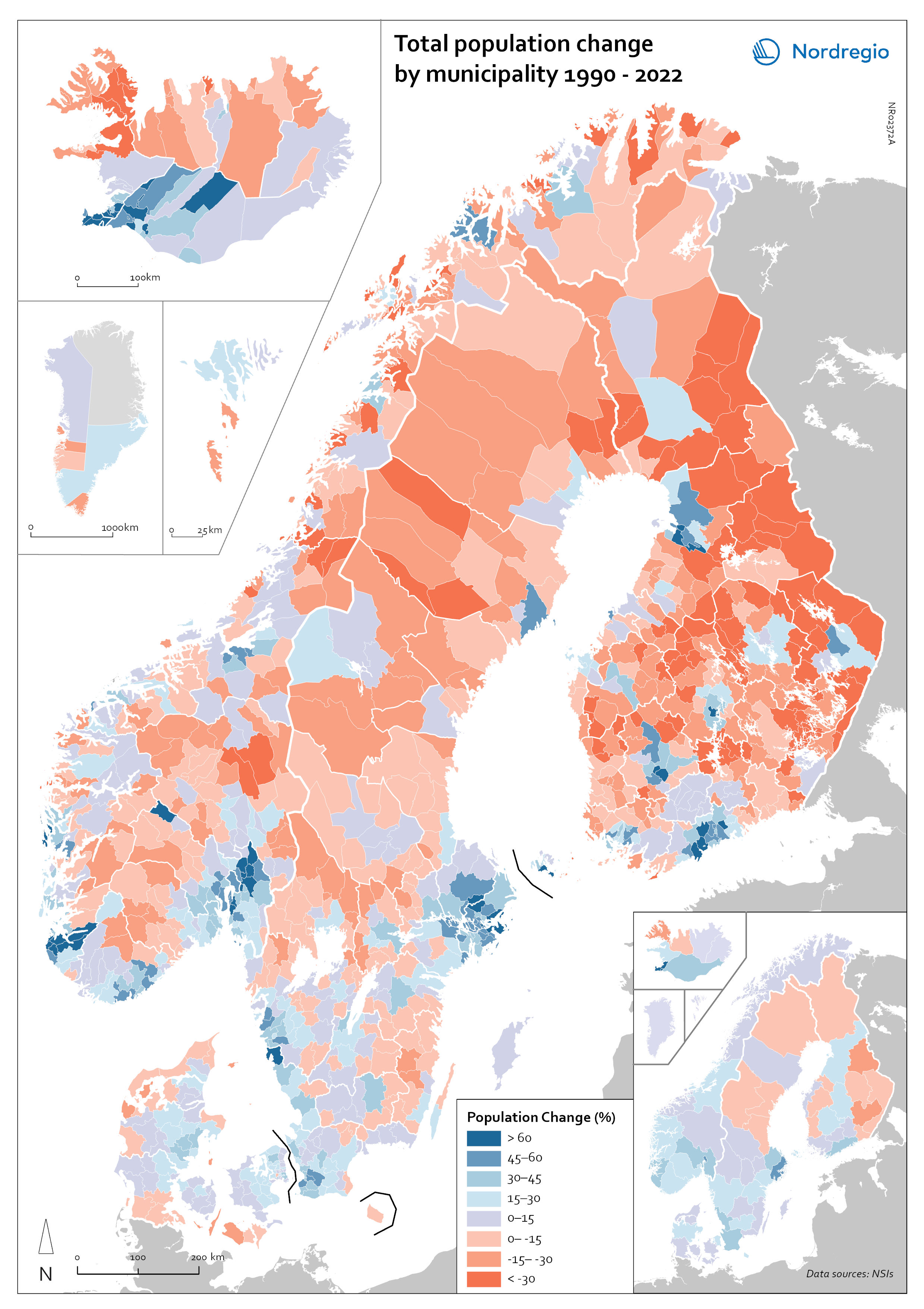 Total population change map