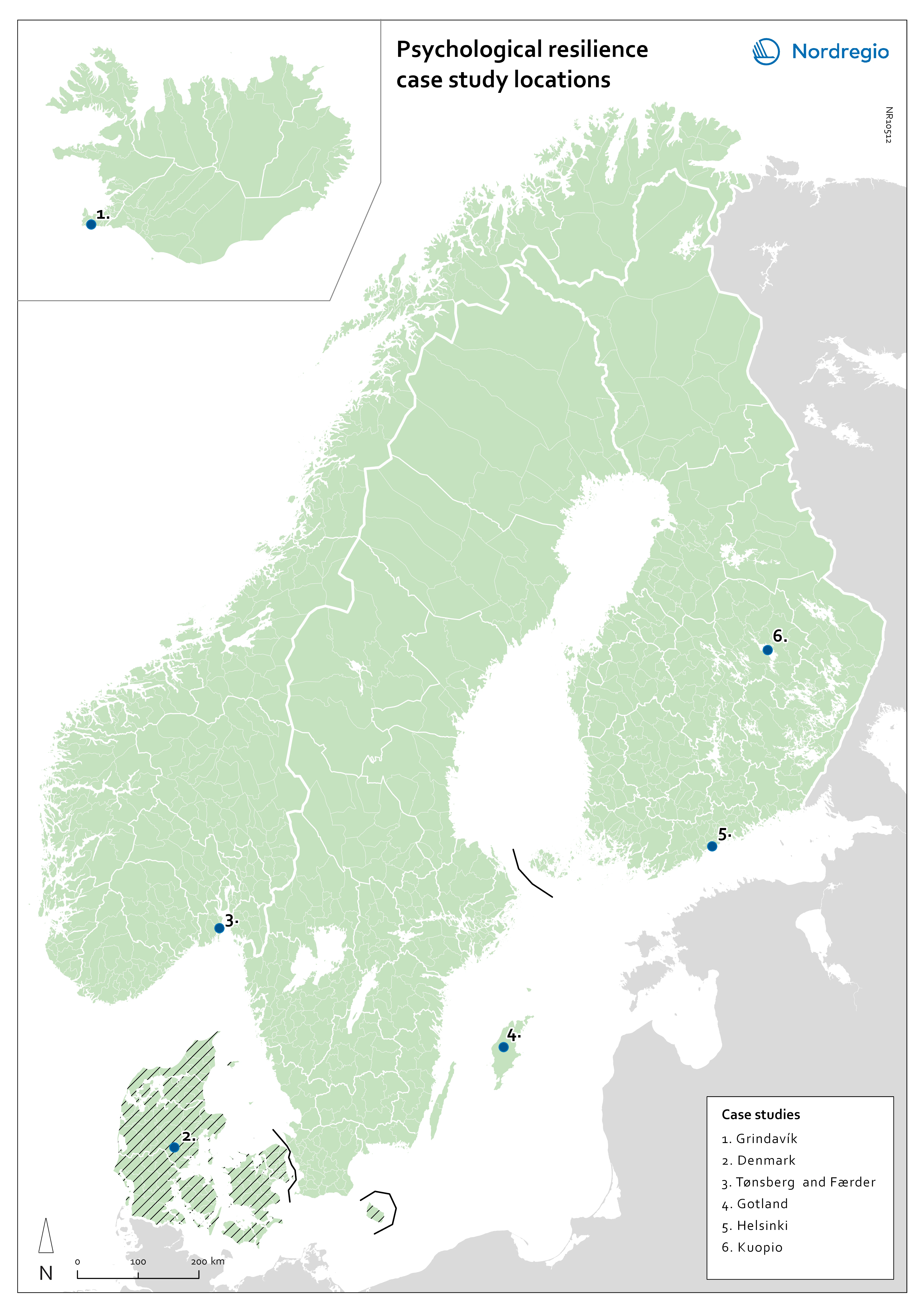 Nordic map showing case study locations